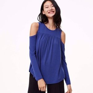 LOFT Shirred Cold Shoulder Top